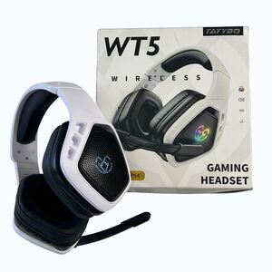 Tatybo WT5 Wireless Gaming Headset White RGB 7.1 Surround Sound PC PS4 PS5